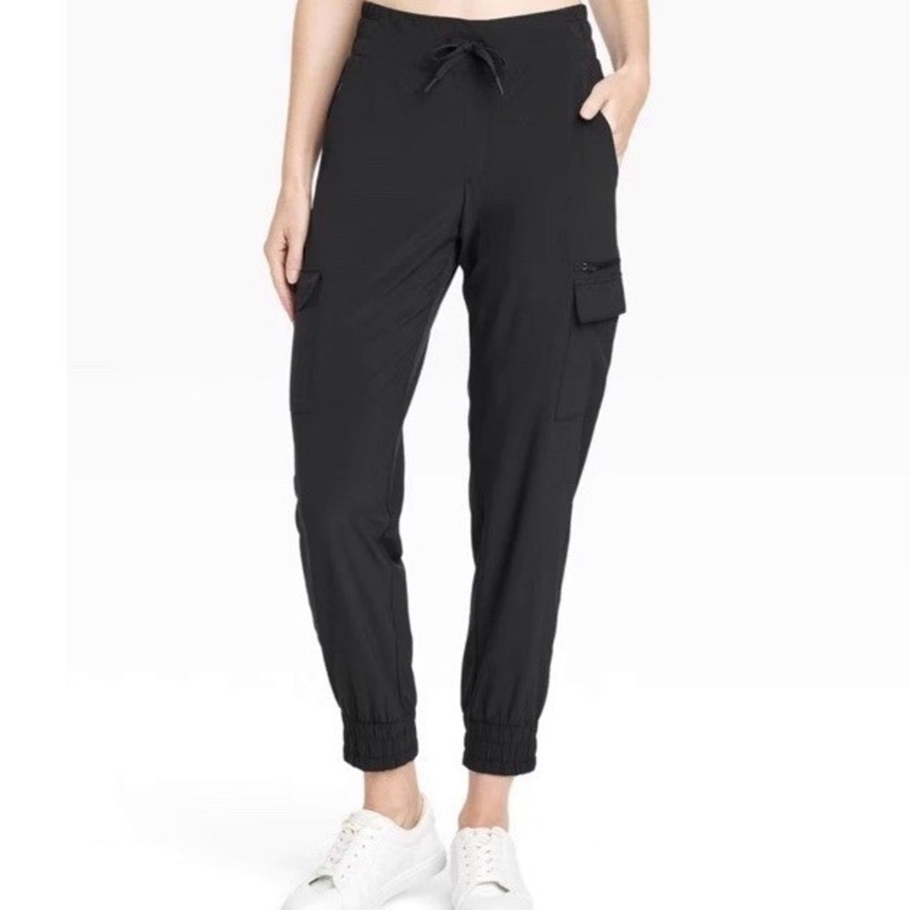 ALL IN MOTION Black CARGO POCKETS High-Waisted KNIT ACTIVE Jogger Pants Sz 2X